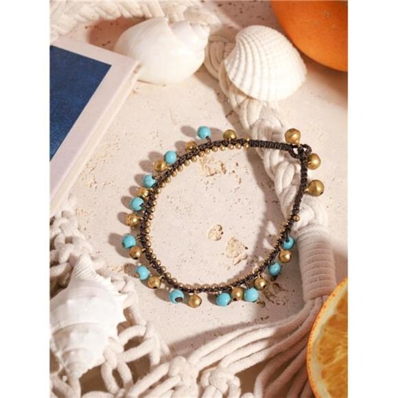 Bohemian Style Anklet with Jingling Bell and Hand-woven Rope, - Picture 6 of 7